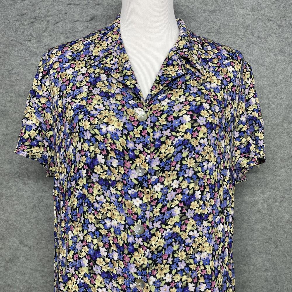 VTG CDC Karen Desiree Floral Maxi Shirt Dress Womens 16 Button Front Cottagecore - Picture 3 of 9